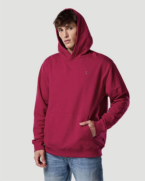 Su&eacute;ter con capucha para hombre-CEREZA