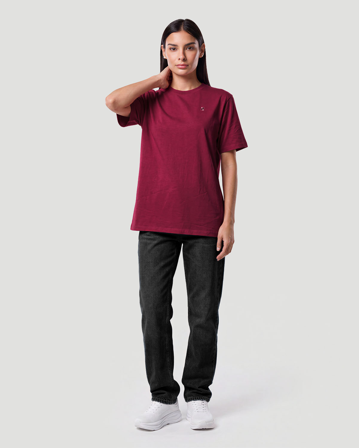 Camiseta b&aacute;sica para mujer - VINOTINTO image number 3