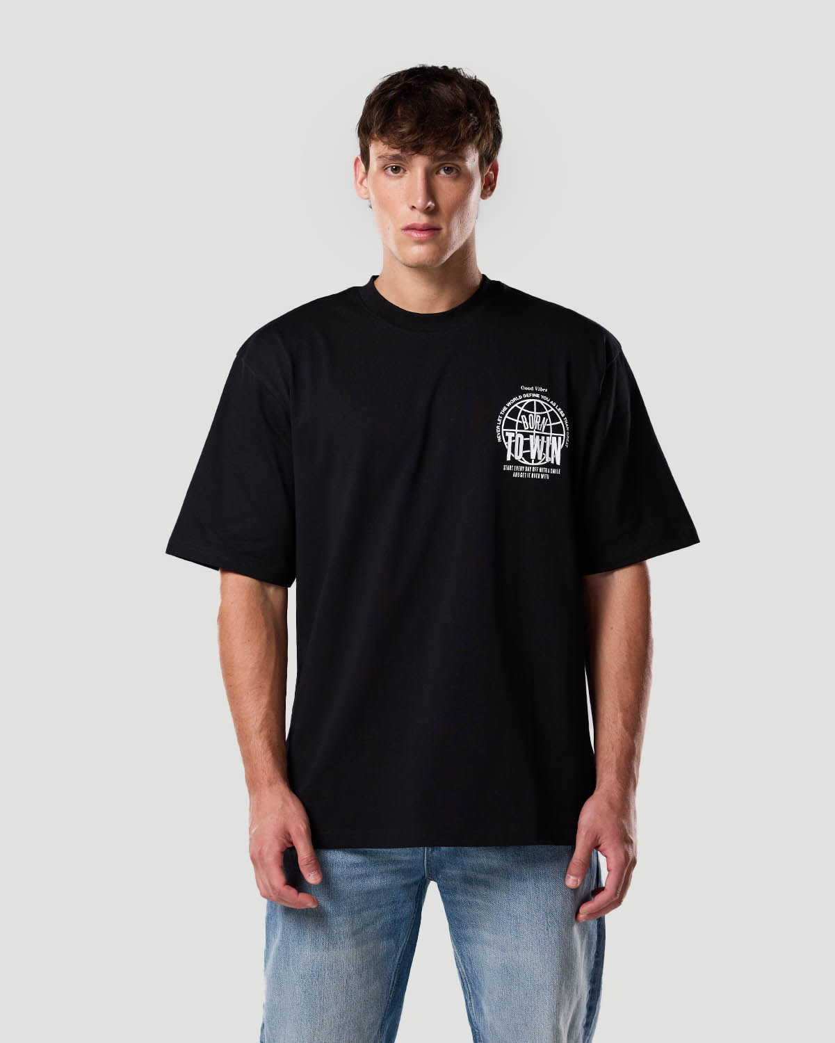 Franela con estampado para hombre-NEGRO AZABACHE image number 2