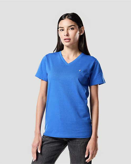 Franela de mujer con cuello en V-AZUL N&Aacute;UTICO