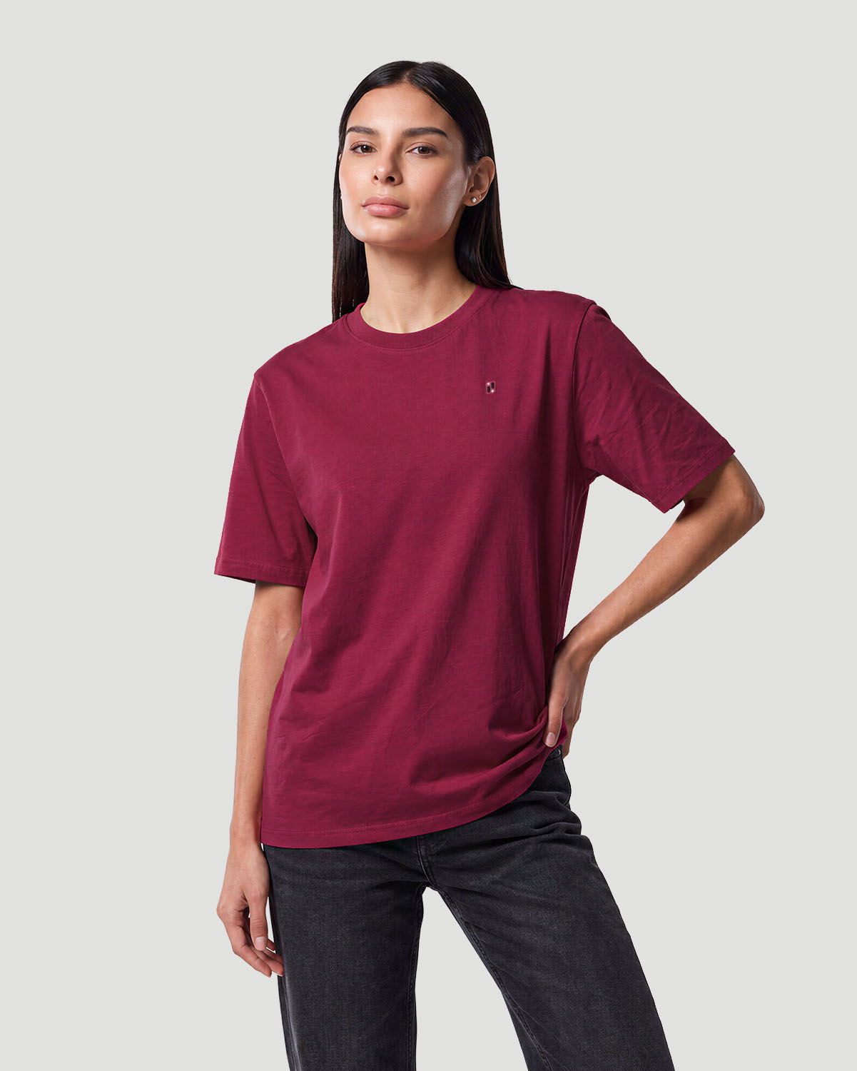 Camiseta b&aacute;sica para mujer - VINOTINTO image number 0